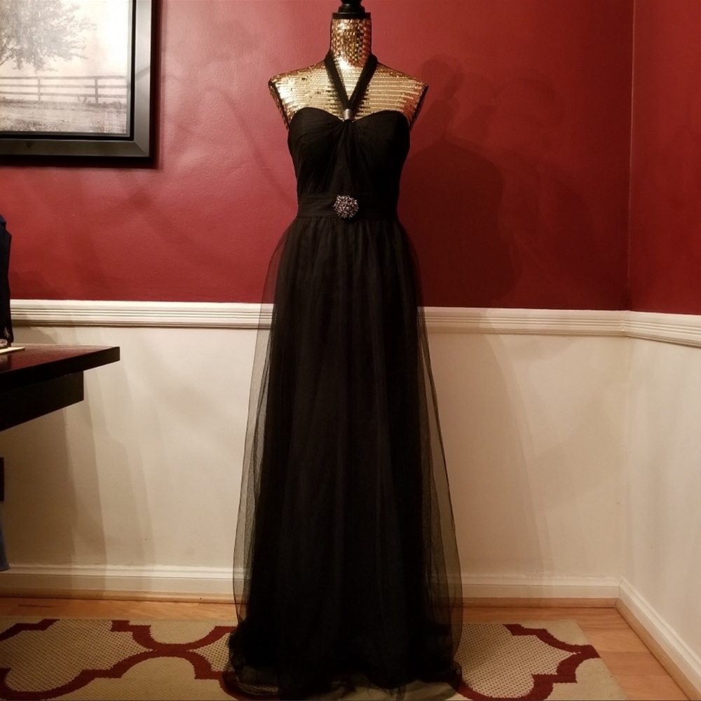 NWT Bill Levkoff Tulle Gown With Rhinestone Embellishments